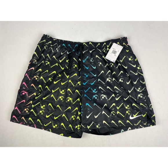 Nike Swim Trunks XXL Black Neon Swoosh 6” Inseam Mesh Lined Pocket‎ Beach… - Picture 1 of 9